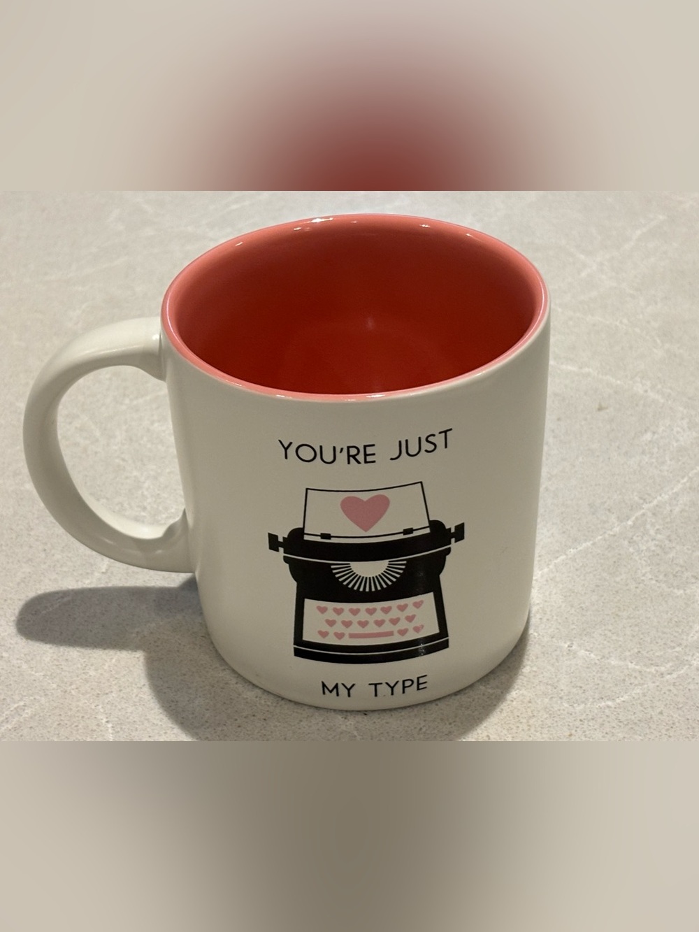 Indigo Mug "You're Just My Type" Typewriter Ceramic Pink-Interior Coffee Mug